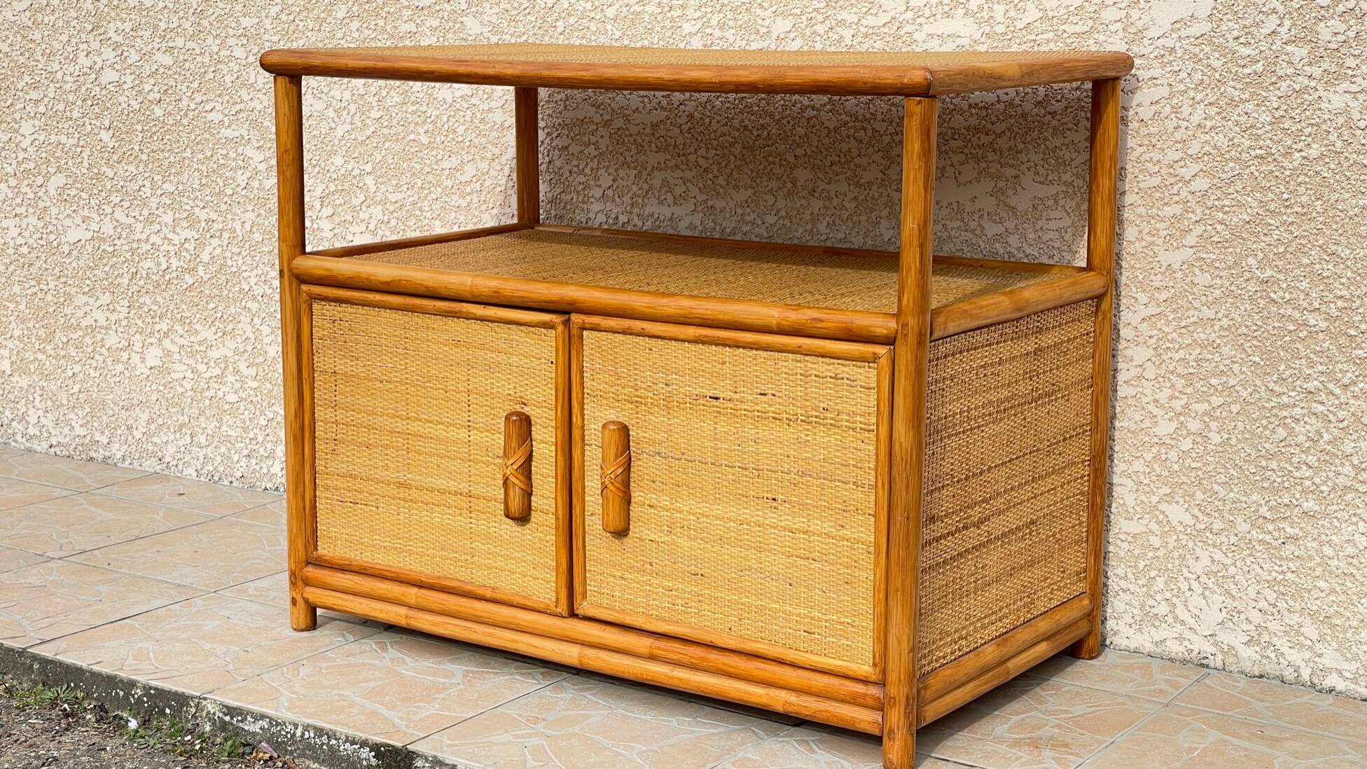 Vintage 80s Bamboo Sideboard