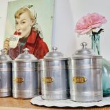 Set of 5 aluminum spice jar Tournus France