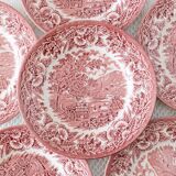 6 vintage EIT England red plates