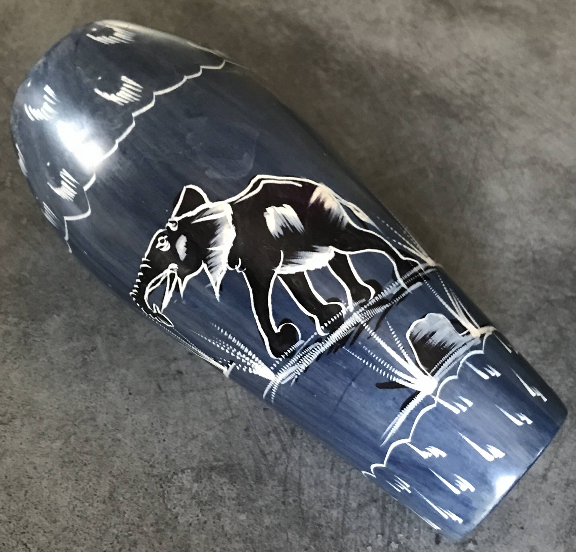 Soapstone soliflore vase, hand carved and painted in africa