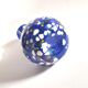 Vintage biot vase in double blown blue glass, coloured dot, design 2000 signed "arnold biot"