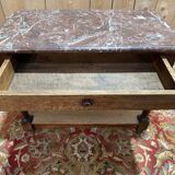Gigier table - Napoleon III console in solid oak and marble