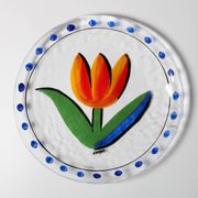Large Kosta Boda Glass Plate by Ulrika Hydman Vallien / Sweden / 1991
