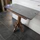 Old pedestal table with oak legs and marble top