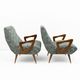 Pair of Italian Mid-Century Modern Armchairs with Sculptural Wooden Arms