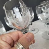 7 antique stemmed glasses made of blown glass – 1930s–1950s