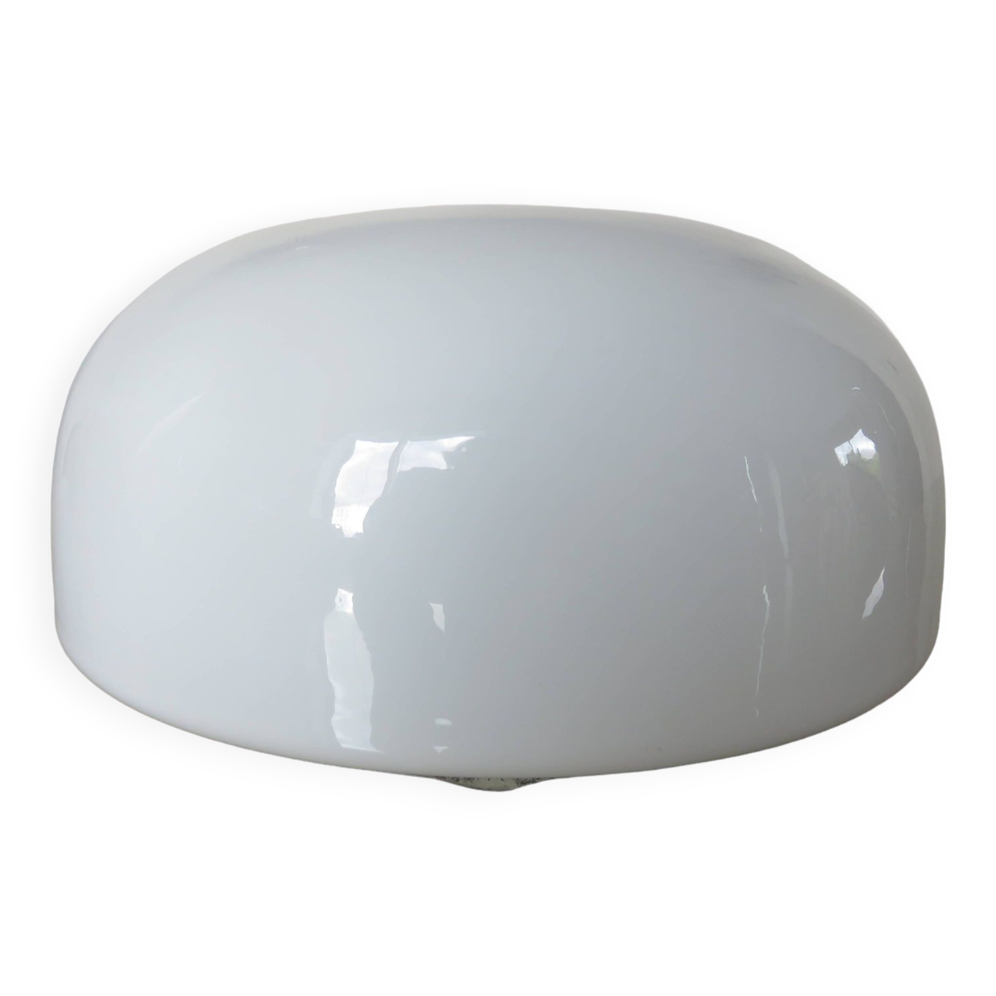 Half sphere ceiling light in opaline, made in Italy 1970