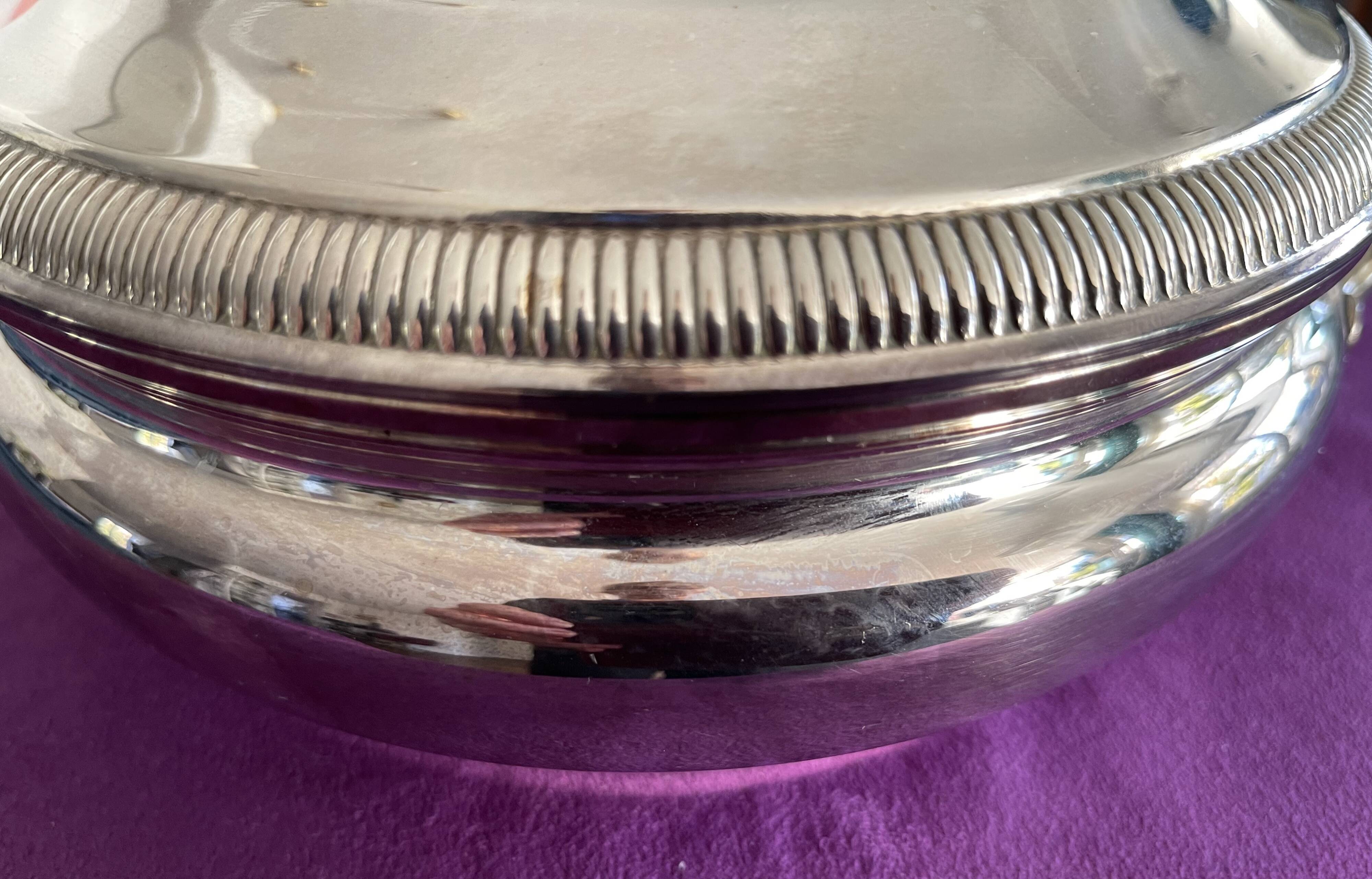 Silver metal tureen
