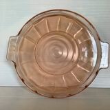 Plat verre rose avec anses style Rosaline