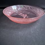Hollow serving dish – molded pink crystal – sweden