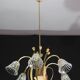 Art Deco Murano Glass and Brass Chandelier, 6 light, 1950