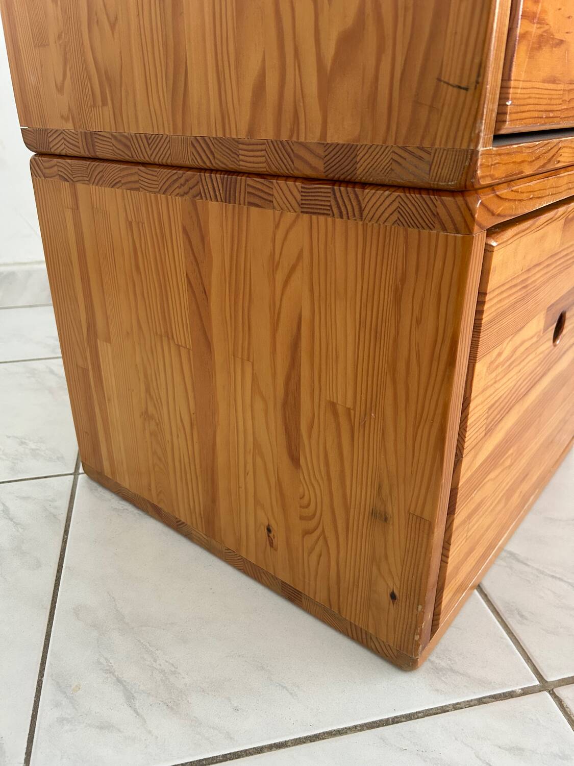 Vintage set of two small cabinets pinewood