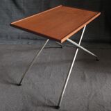 Danish teak and aluminium adjustable wine table, 1960s