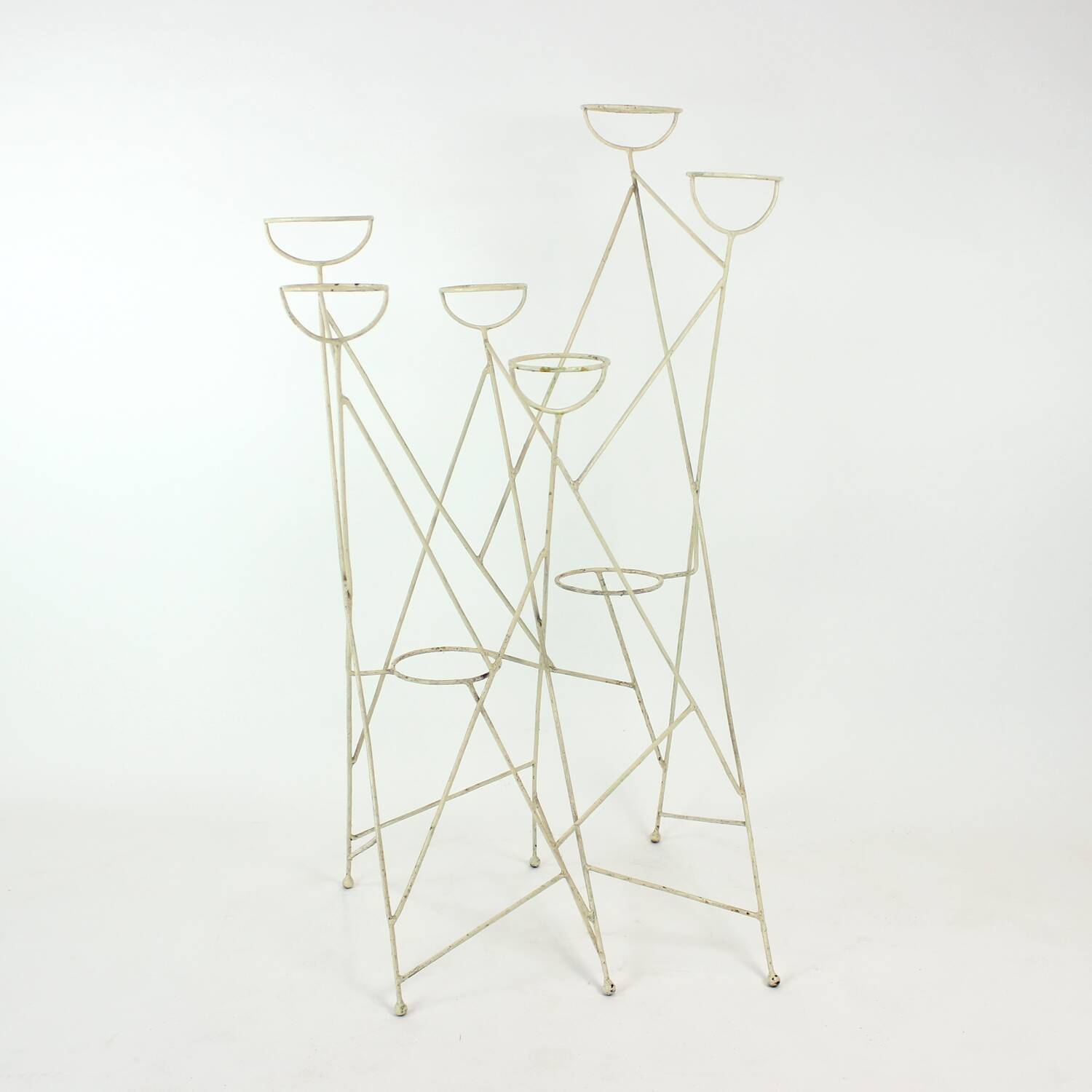 Large Mid Century Steel Plant Holder Stand, Czechoslovakia 1960s