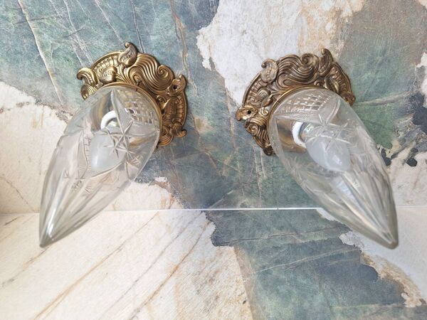 Paires de plafonniers art déco, luminaires anciens