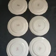 6 antique flat plates in porcelain