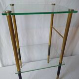 Glass and brass table. 1960. Neo-classic side table.