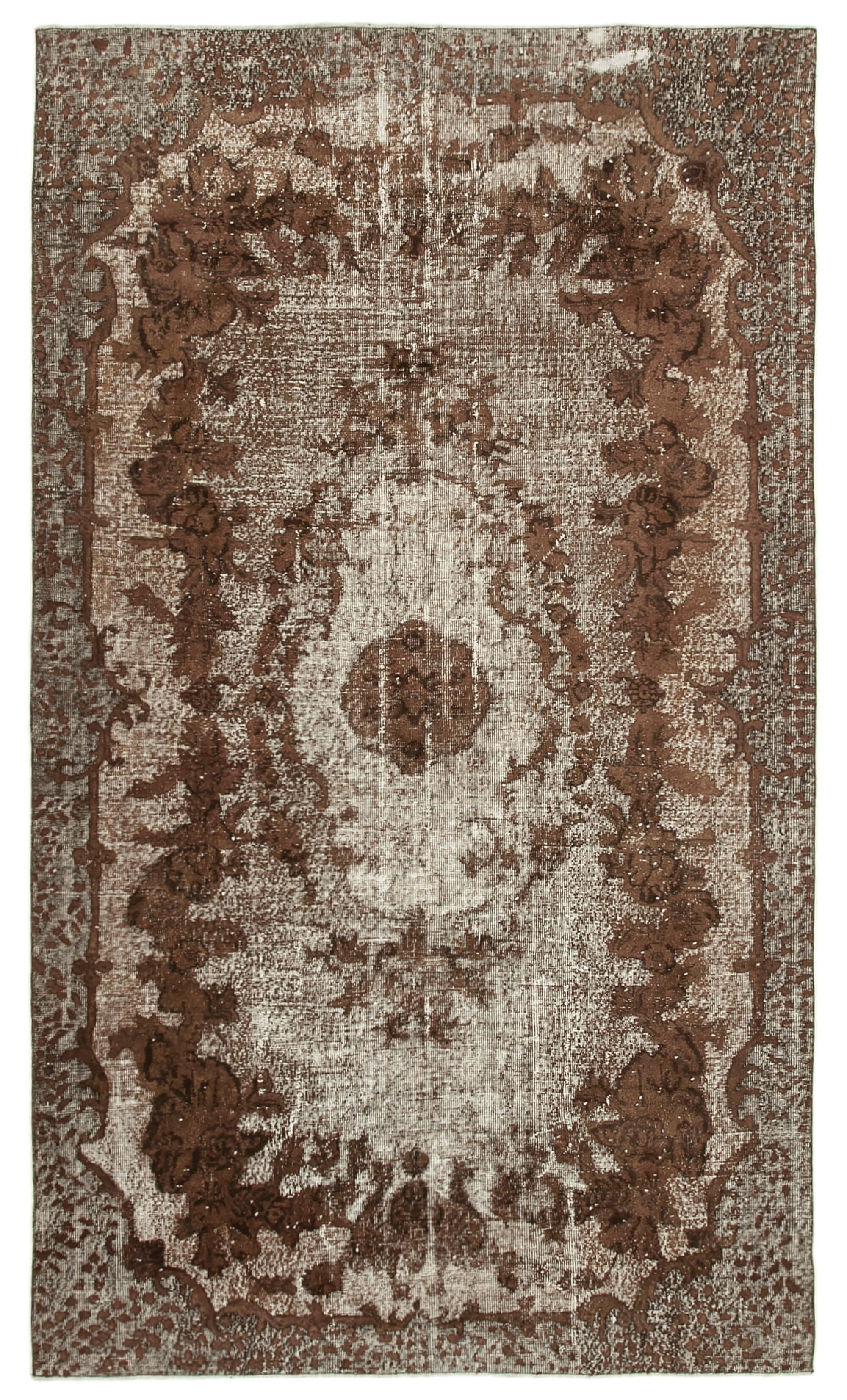 Handmade rustic anatolian 1980s 192 cm x 332 cm brown rug