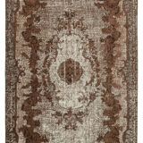 Handmade rustic anatolian 1980s 192 cm x 332 cm brown rug