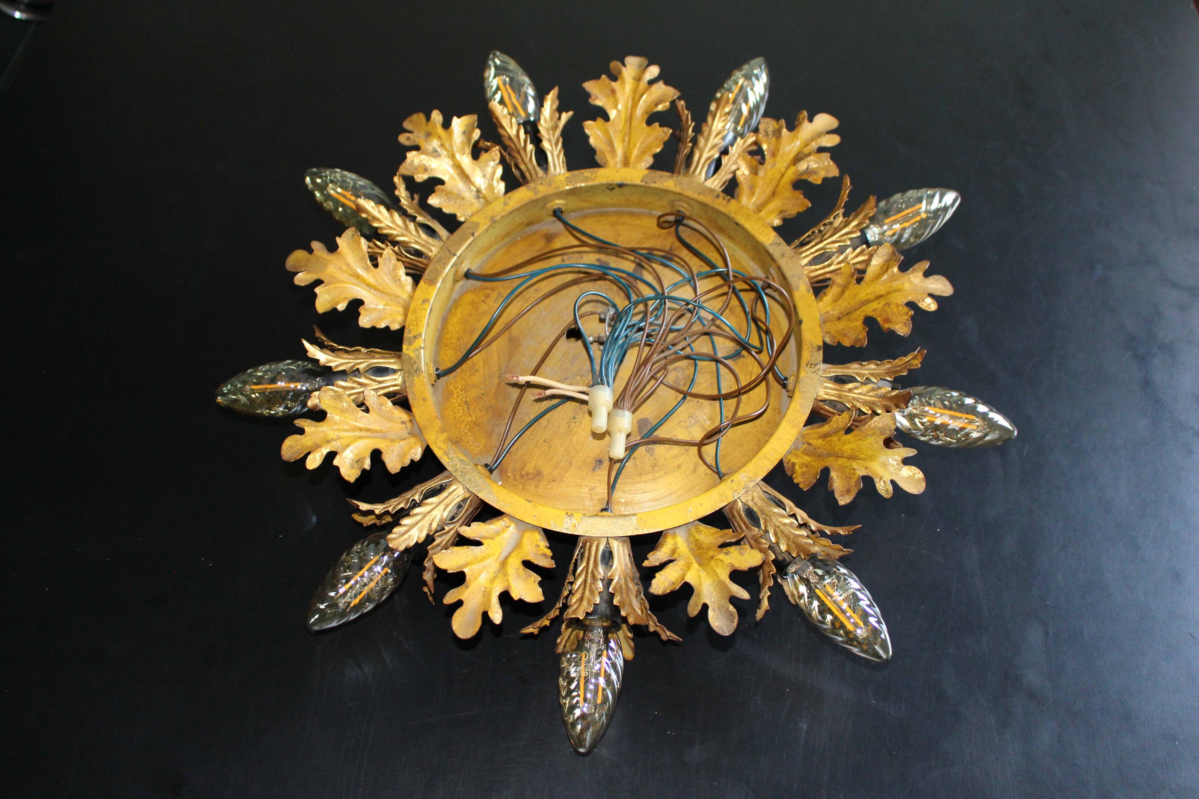 Set of 2 Large Florentine Chandelier Ceiling Lamps  by Banci Firenze Italy Regency Hollywood Style