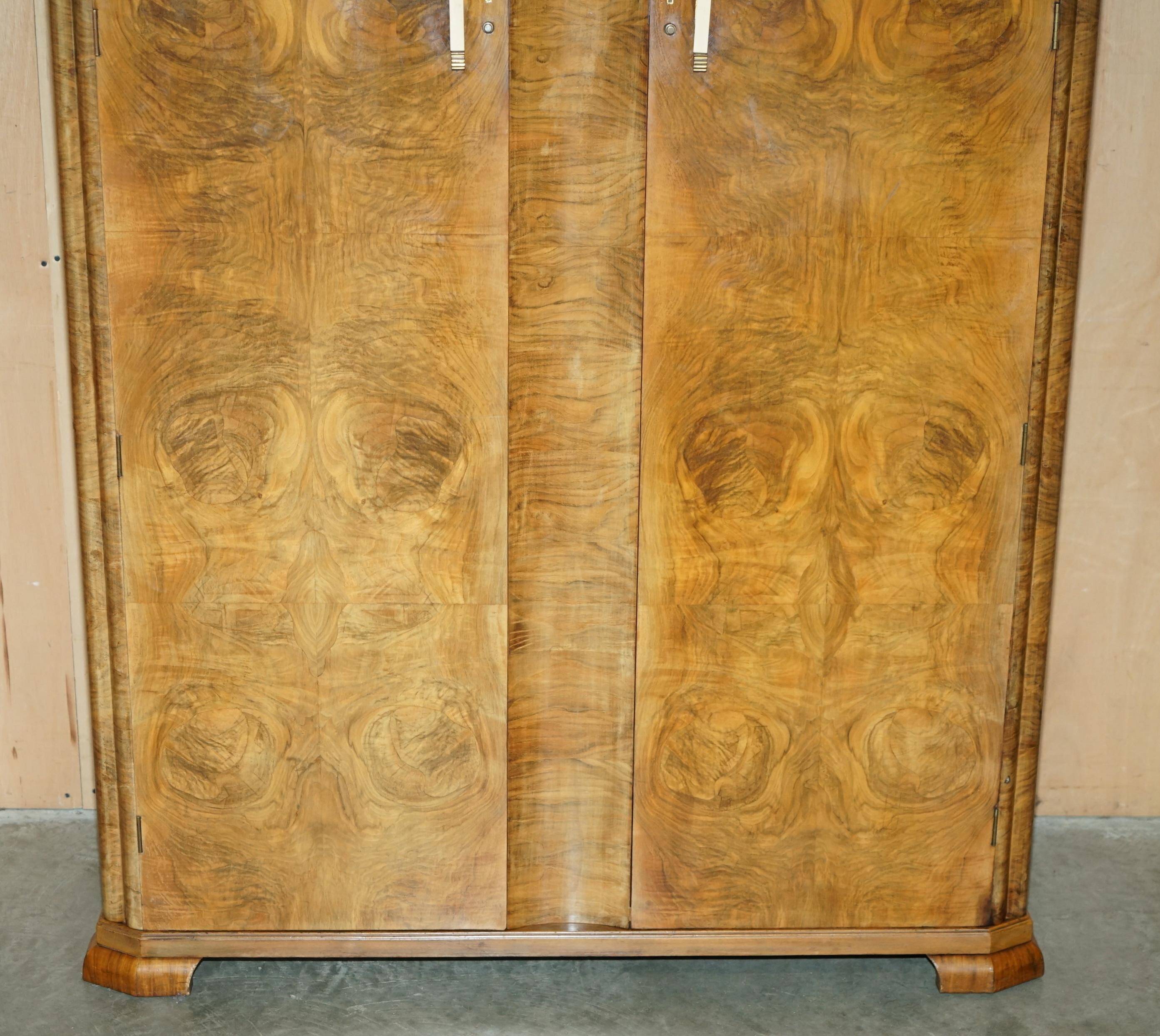 Double Art Deco wardrobe circa 1930 in satin walnut.