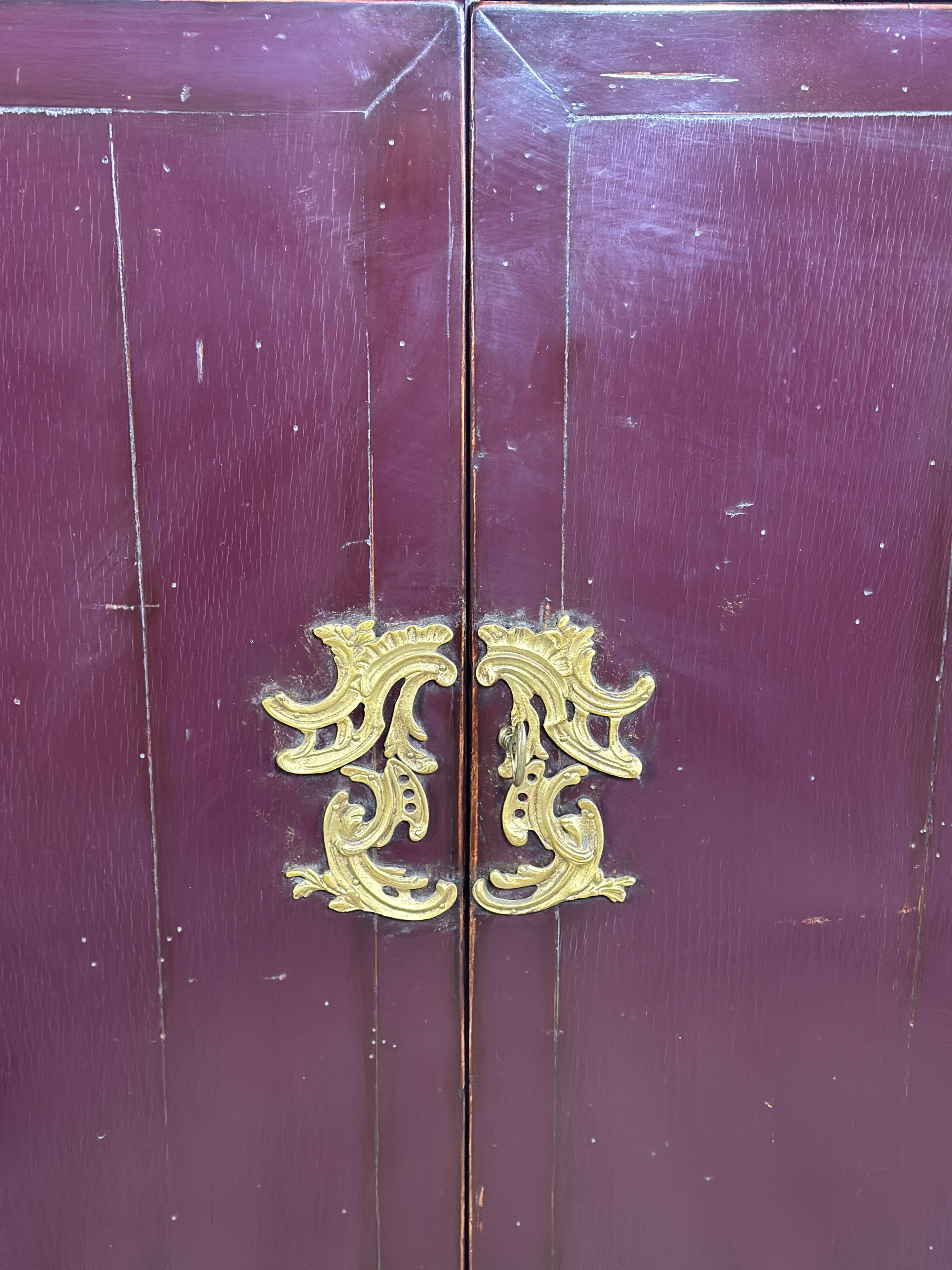 1950's lacquered wood and brass sideboard