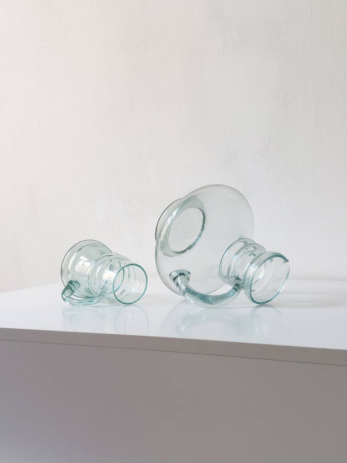 Vintage hand-blown glass carafe and jug set by Mars Kristall.