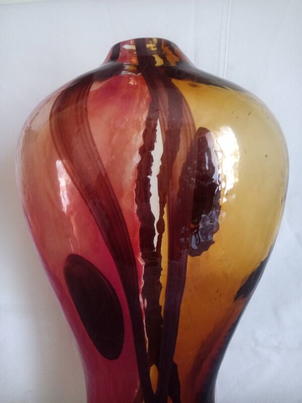 Vase soliflore Art Déco en verre de Murano, h - 36 cm.