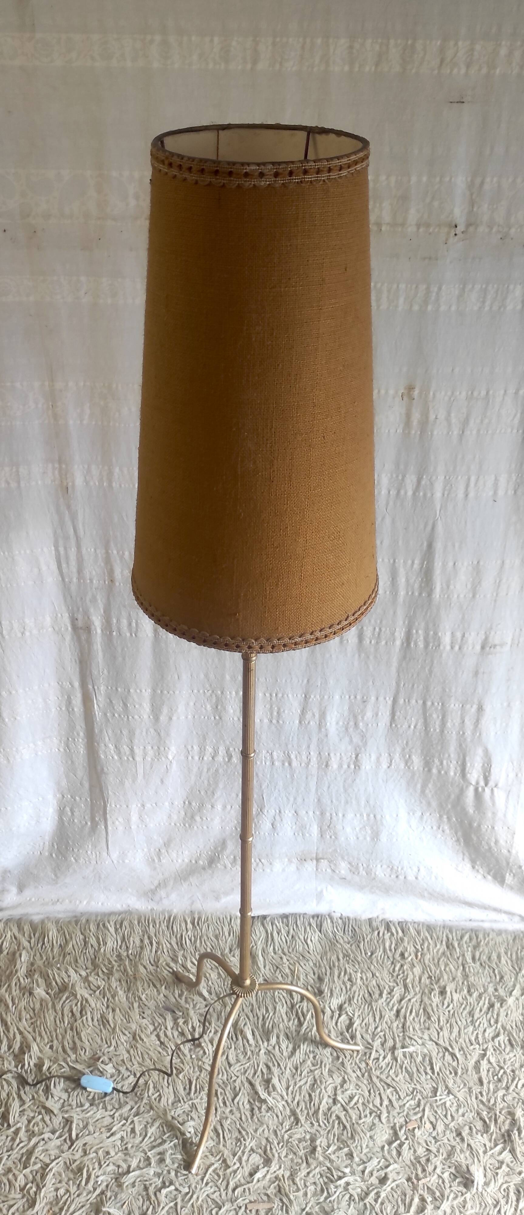 Lampadaire / liseuse tripode en métal doré - années 60