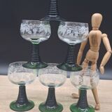 Set of 6 engraved Roemer wine glasses