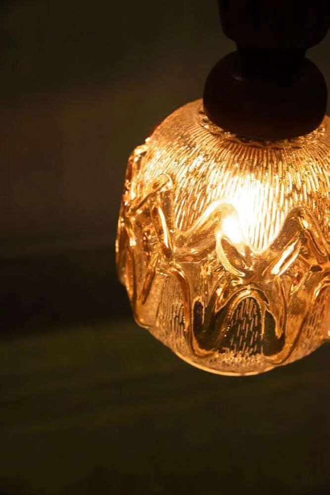 1970s brutalist glass pendant, vintage Swedish pendant.
