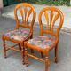 2 chaises bois massif chêne clair tissu fleurs