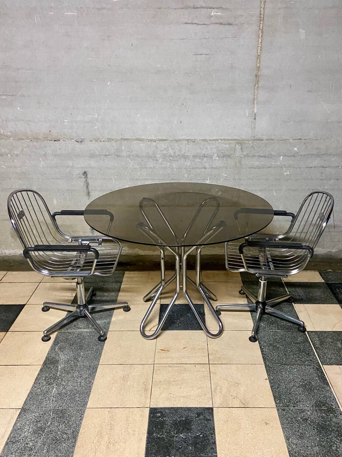 Vintage smoked glass table