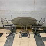 Table vintage en verre fumé