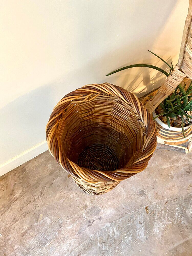 Braided wicker basket