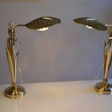 Pair of 1980s Hollywood Regency Gold Table Lamps