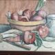 Vintage French still life in watercolour, signed Asquiedge