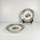 Set of three antique Sarreguemines U&C plates with hunting decoration from 1850 - 19th century black earthenware featuring a doe, chamois, and fox.