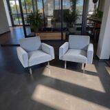 Set of 2 mid-century blue arm chairs, Germany 1950s