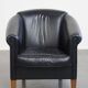Black Cowhide Leather English-Style Club Chair