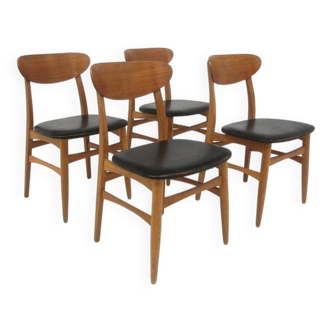 Set of 4 Scandinavian teak chairs, Sweden, 1960.