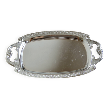 Vintage silver-plated serving tray – Handles and engraved border style