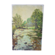 Old oil painting on cardboard signed