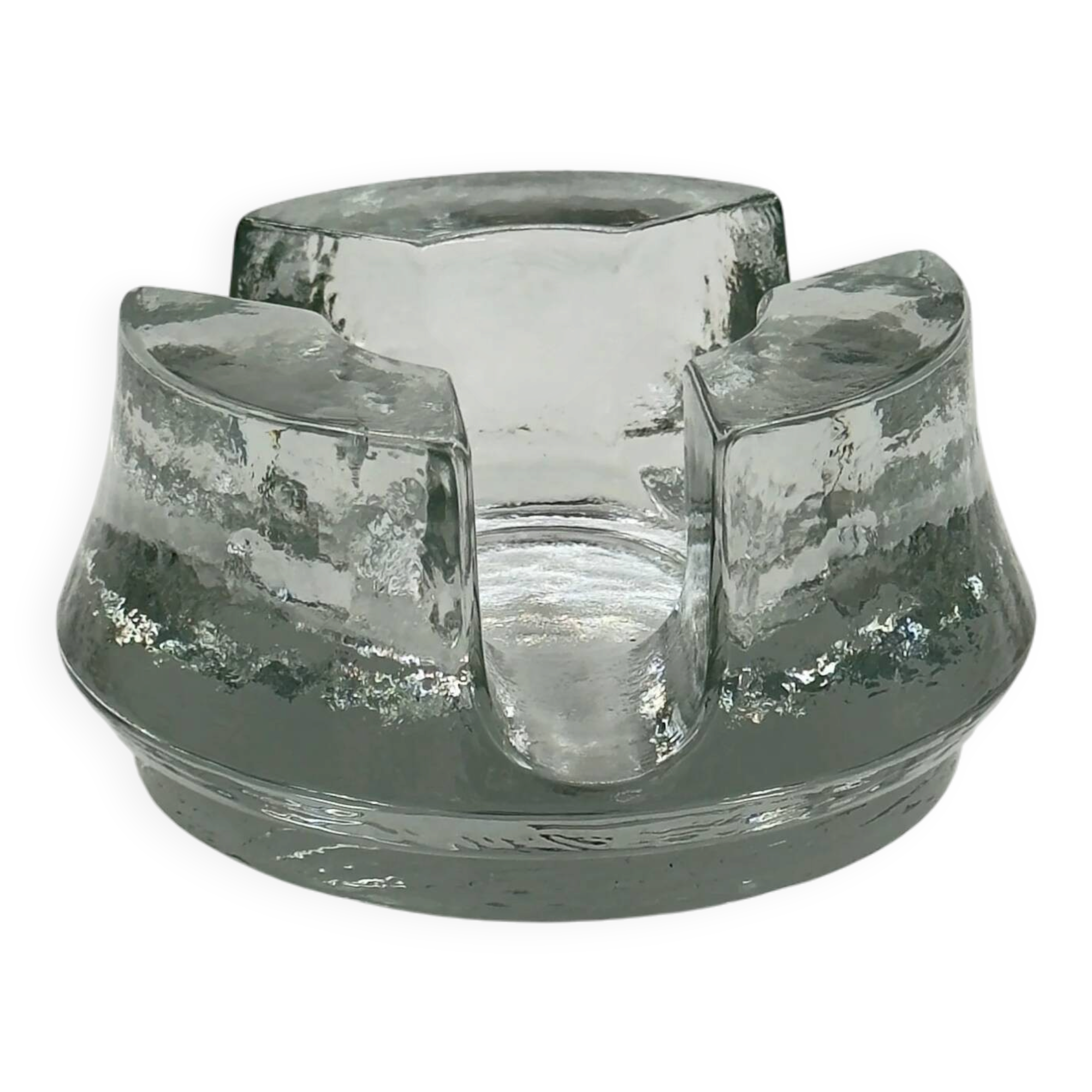 Cendrier vintage en verre texturé en forme de moulin