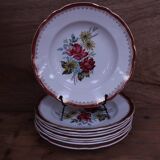 8 deep plates in half porcelain signed FB Floral decoration