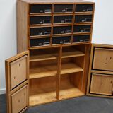 German industrial apothecary cabinet in oak and pine, mid-20th century