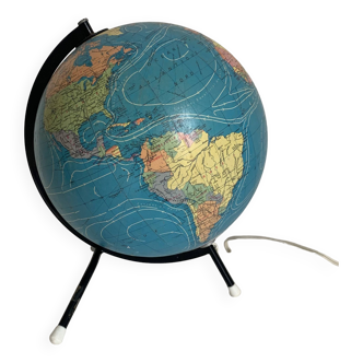 Vintage globe 1975 terrestrial tripod glass Taride - 28 cm