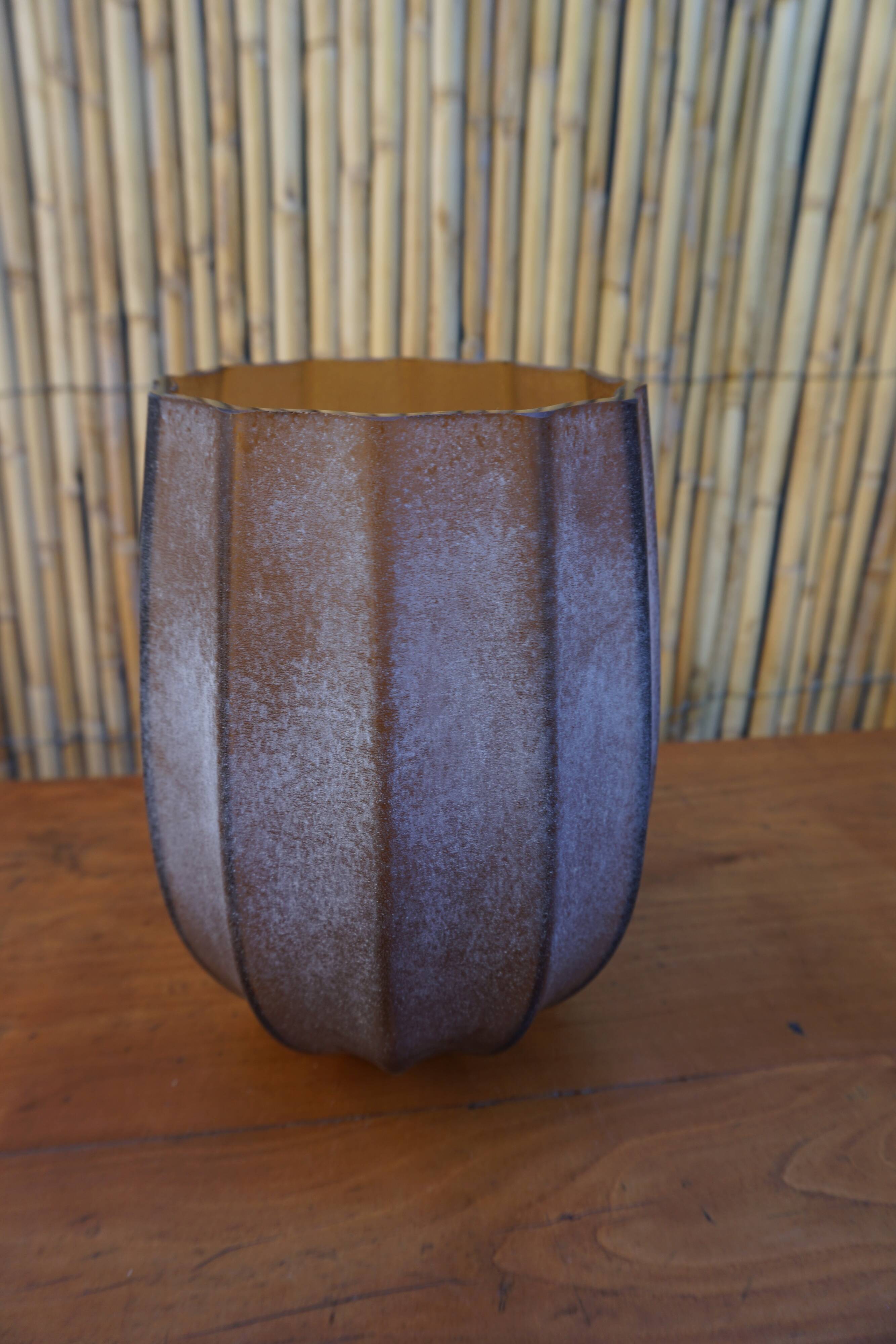 Brown frosted glass vase