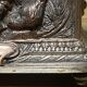 Old signature silver bronze box box, decor hunting scenes