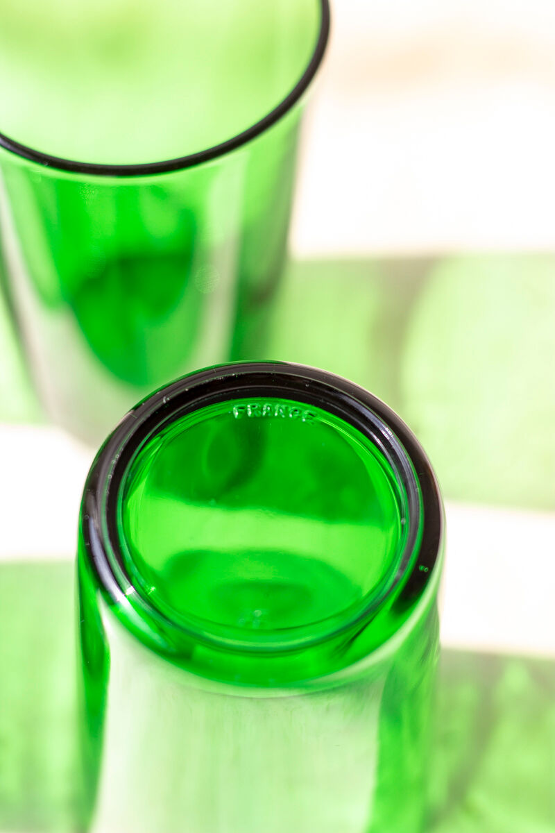 6 verres à eau verts vintage